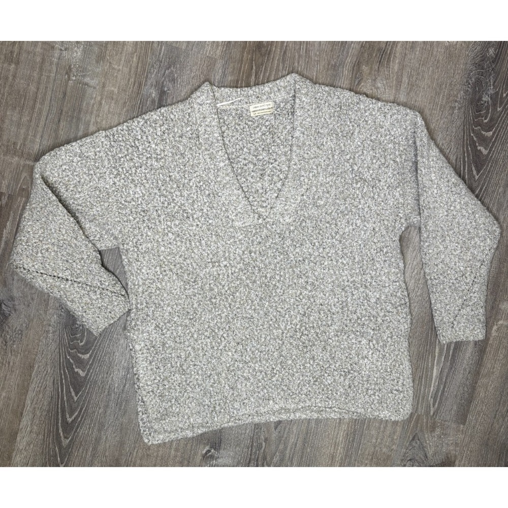 Urban Outfitters Women's Gray Tan Boucle V Neck Pullover Sweater Size Small